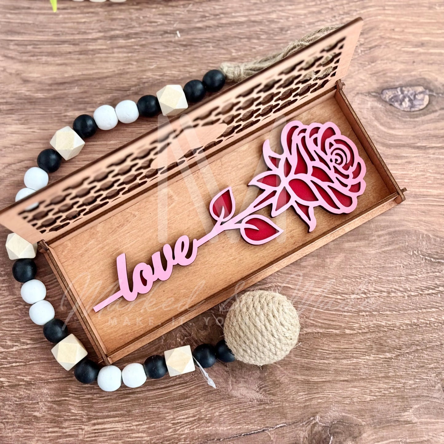 Custom Name Cut Wooden 2 Layer Flower (Rose or Sunflower) with Custom Hinge Box and Optional Display Stand - Valentines Day | Mother's Day | Gift 