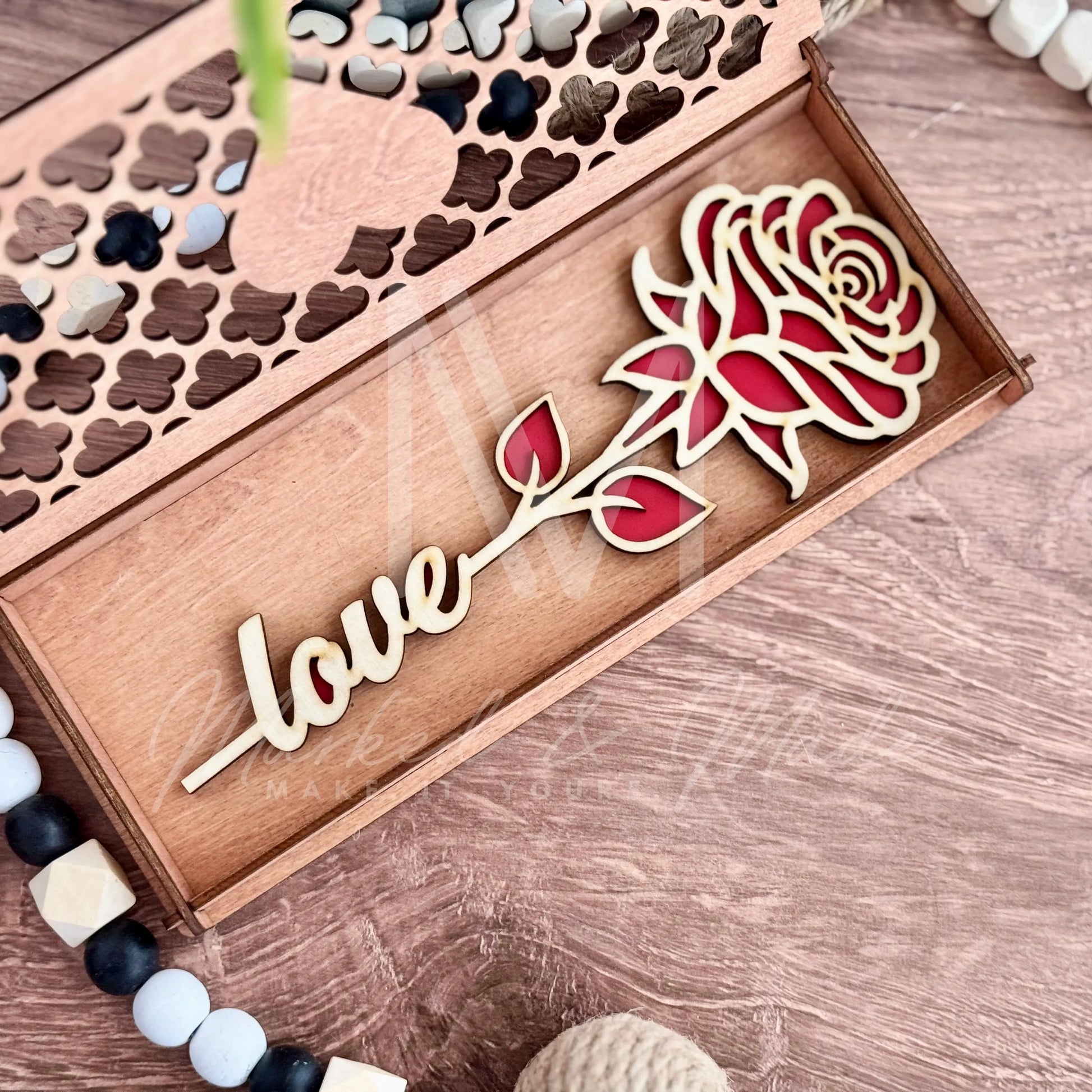 Custom Name Cut Wooden 2 Layer Flower (Rose or Sunflower) with Custom Hinge Box and Optional Display Stand - Valentines Day | Mother's Day | Gift 