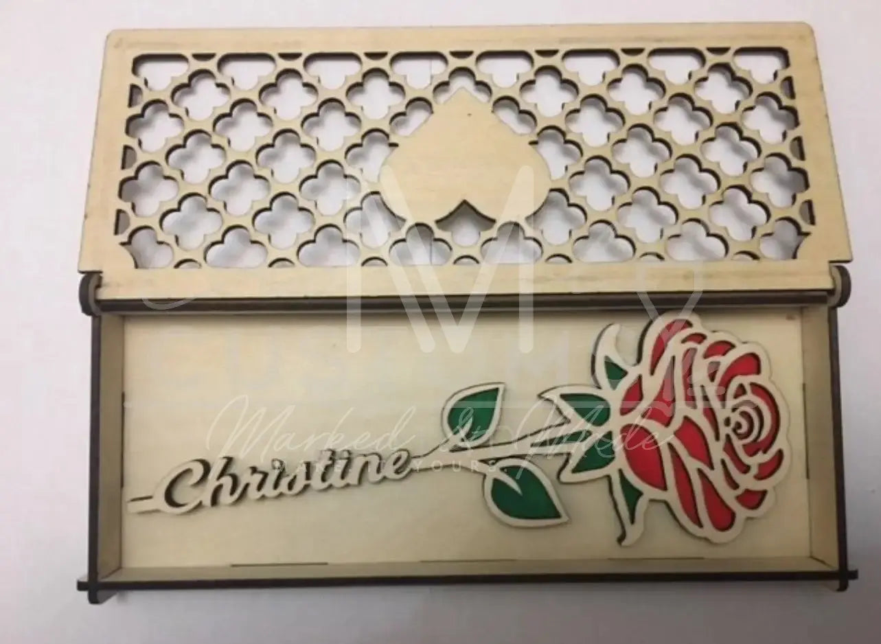 Custom Name Cut Wooden 2 Layer Flower (Rose or Sunflower) with Custom Hinge Box and Optional Display Stand - Valentines Day | Mother's Day | Gift 