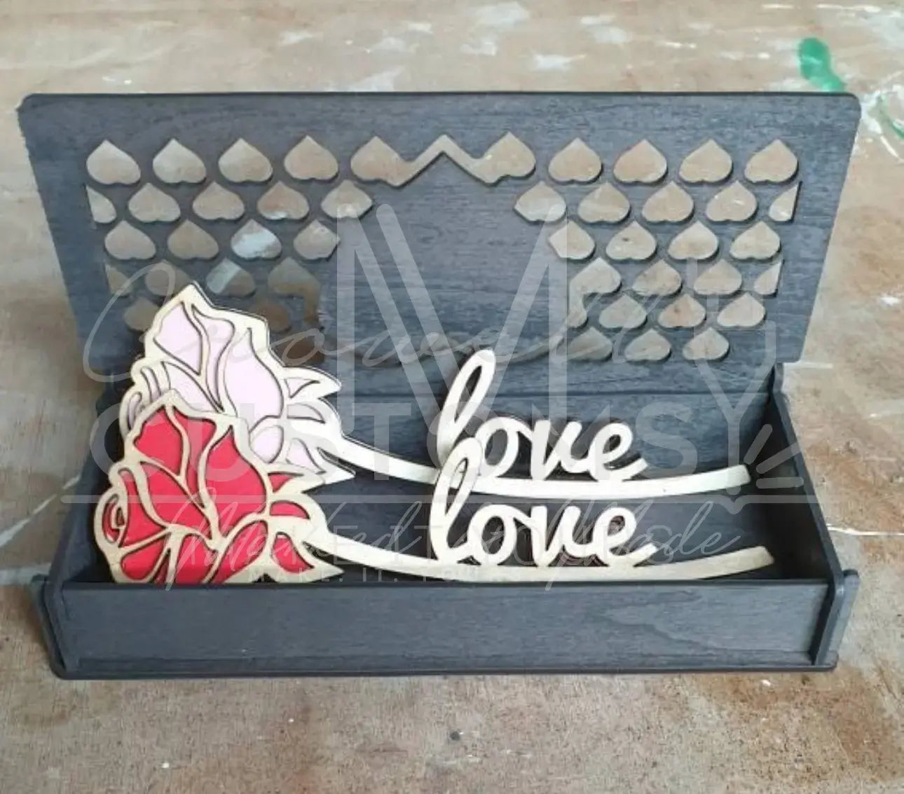 Custom Name Cut Wooden 2 Layer Flower (Rose or Sunflower) with Custom Hinge Box and Optional Display Stand - Valentines Day | Mother's Day | Gift 