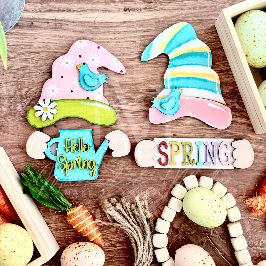 DIY CUTOUT KIT | Hello Spring | Spring Colorful Interchangeable Gnome Add-ons Set | Spring Gnome 
