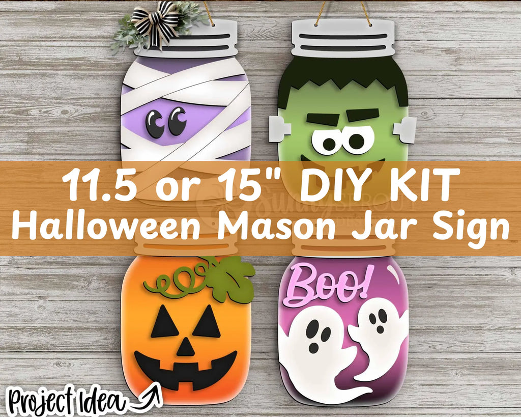 DIY KIT | Halloween Mason Jar Signs! | 11" or 15"  | Door Hanger | Multiple Designs 