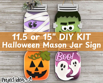 DIY KIT | Halloween Mason Jar Signs! | 11" or 15"  | Door Hanger | Multiple Designs 