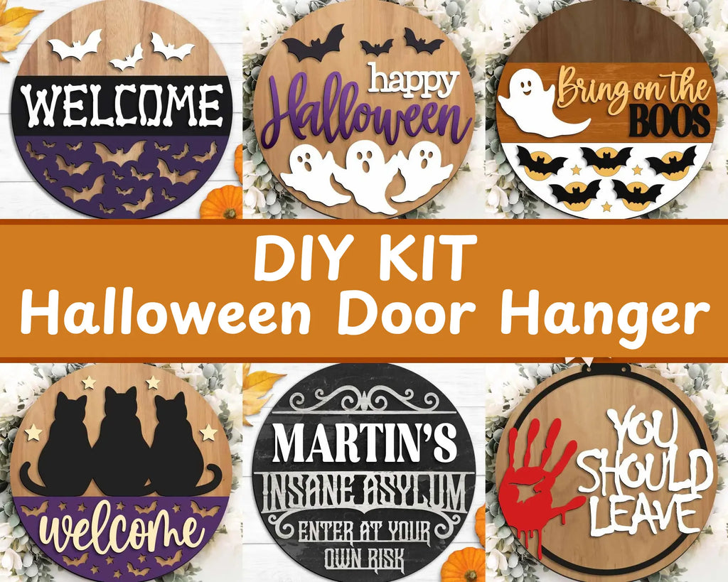 DIY KIT | Halloween Spooky Welcome Sign | 10.5 or 18" | Door Hanger | Multiple Designs | CUTOUT 
