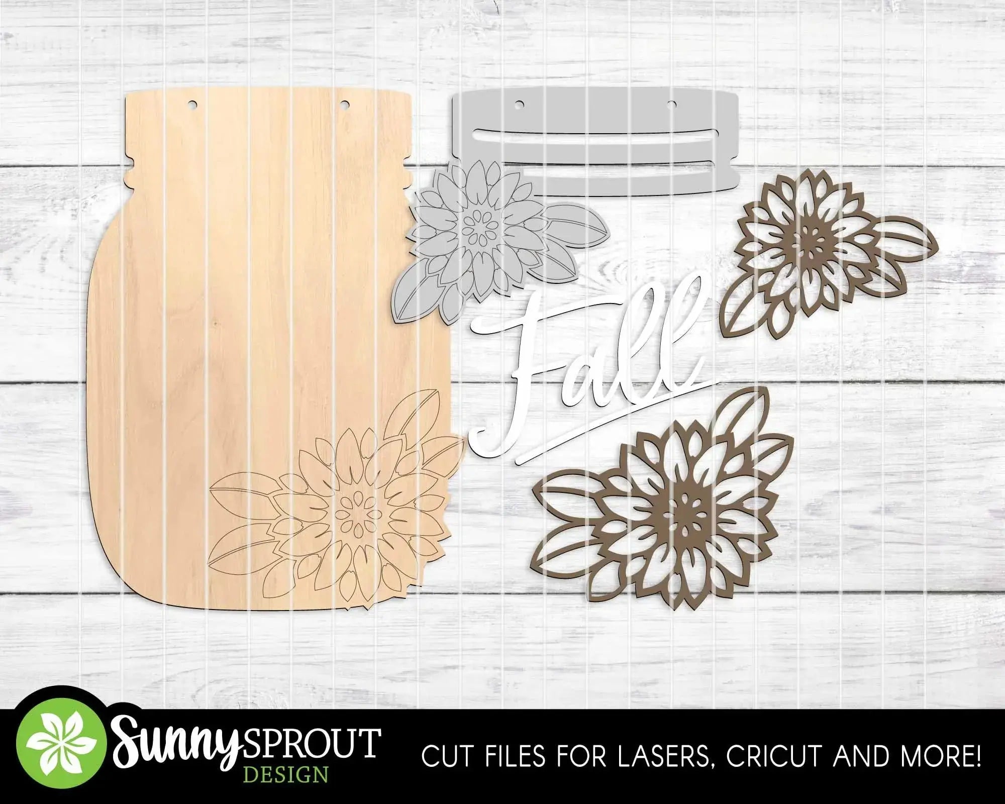 DIY KIT | Handmade Fall Mason Jar  Welcome Sign | 11"  or 15" | Door Hanger | Multiple Designs  | CUTOUT Kit 