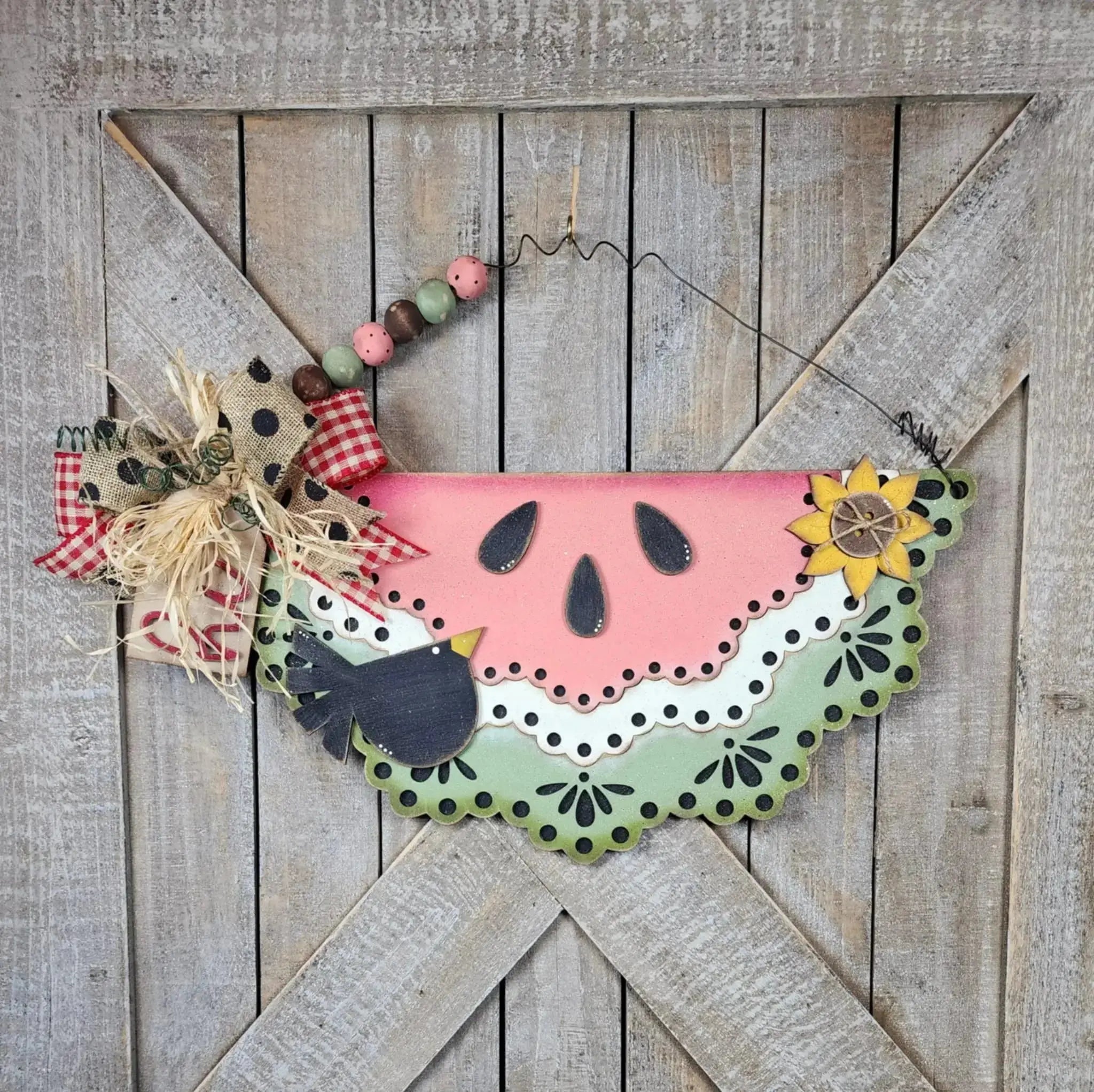 Watermelon Slice Door Hanger Sign | 14.5" or 11.5" | Welcome Sign | Vintage Watermelon 