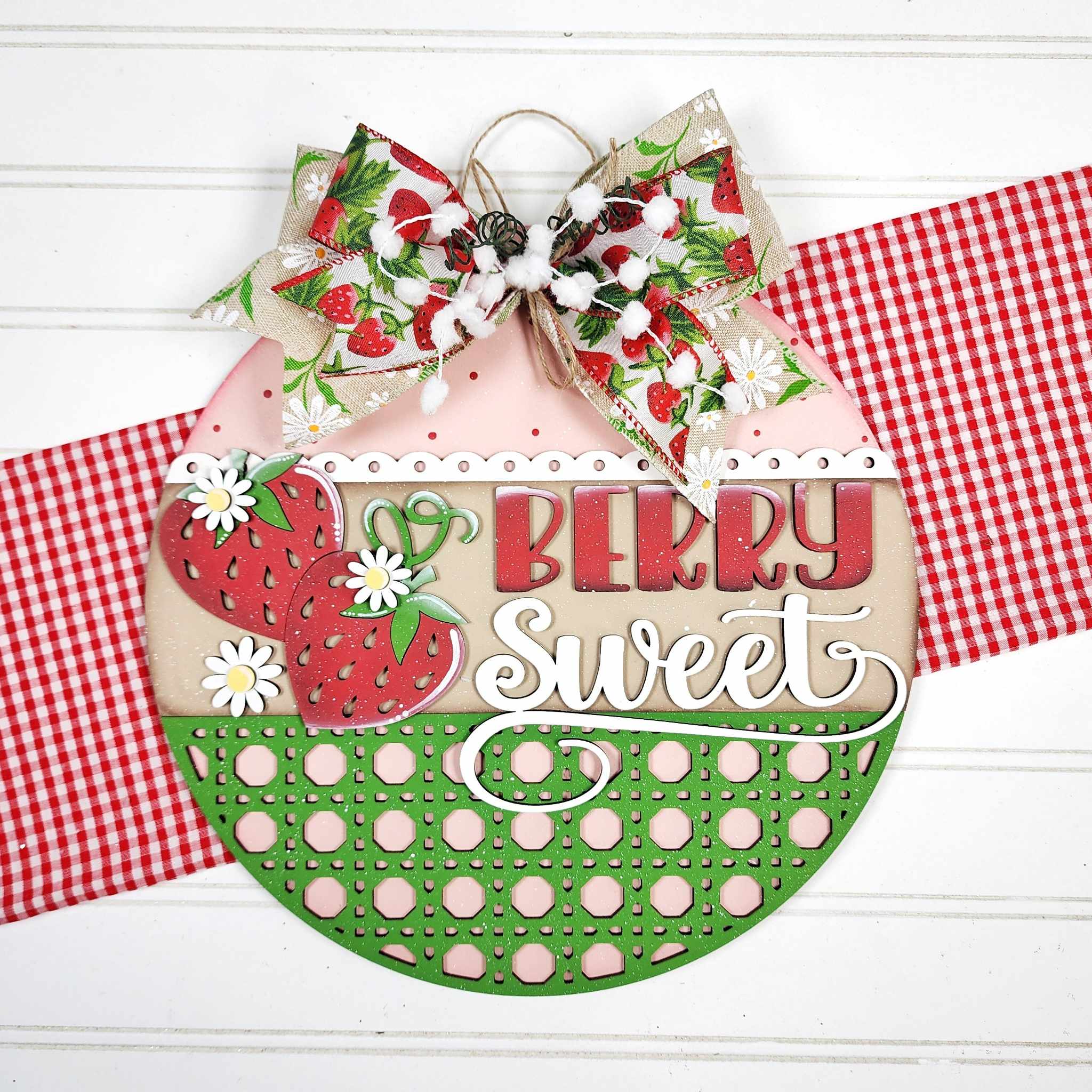Berry Sweet Strawberry Door Hanger Sign | 18" or 10.5" | Welcome Sign 