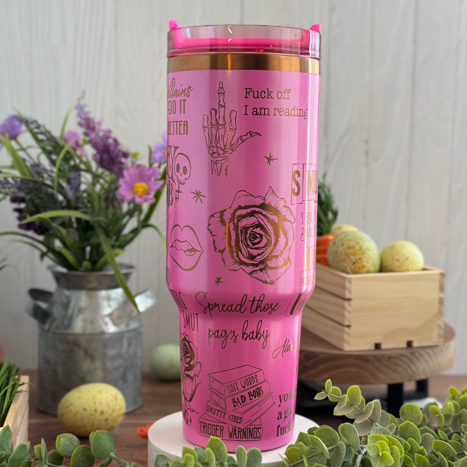 Dirty Romance (Smut Slut) Engraved Pink Shimmer to Copper Tumbler 40oz 