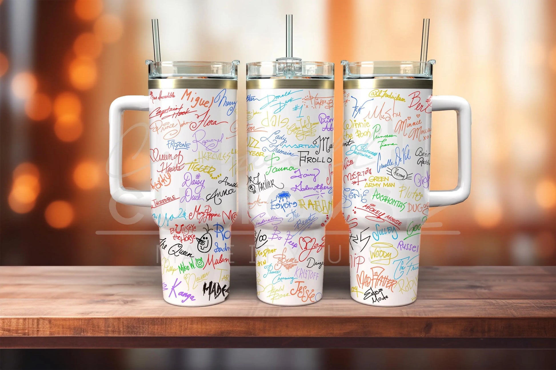 Disney Autograph Character Signature Tumbler Wrap Digital Design 