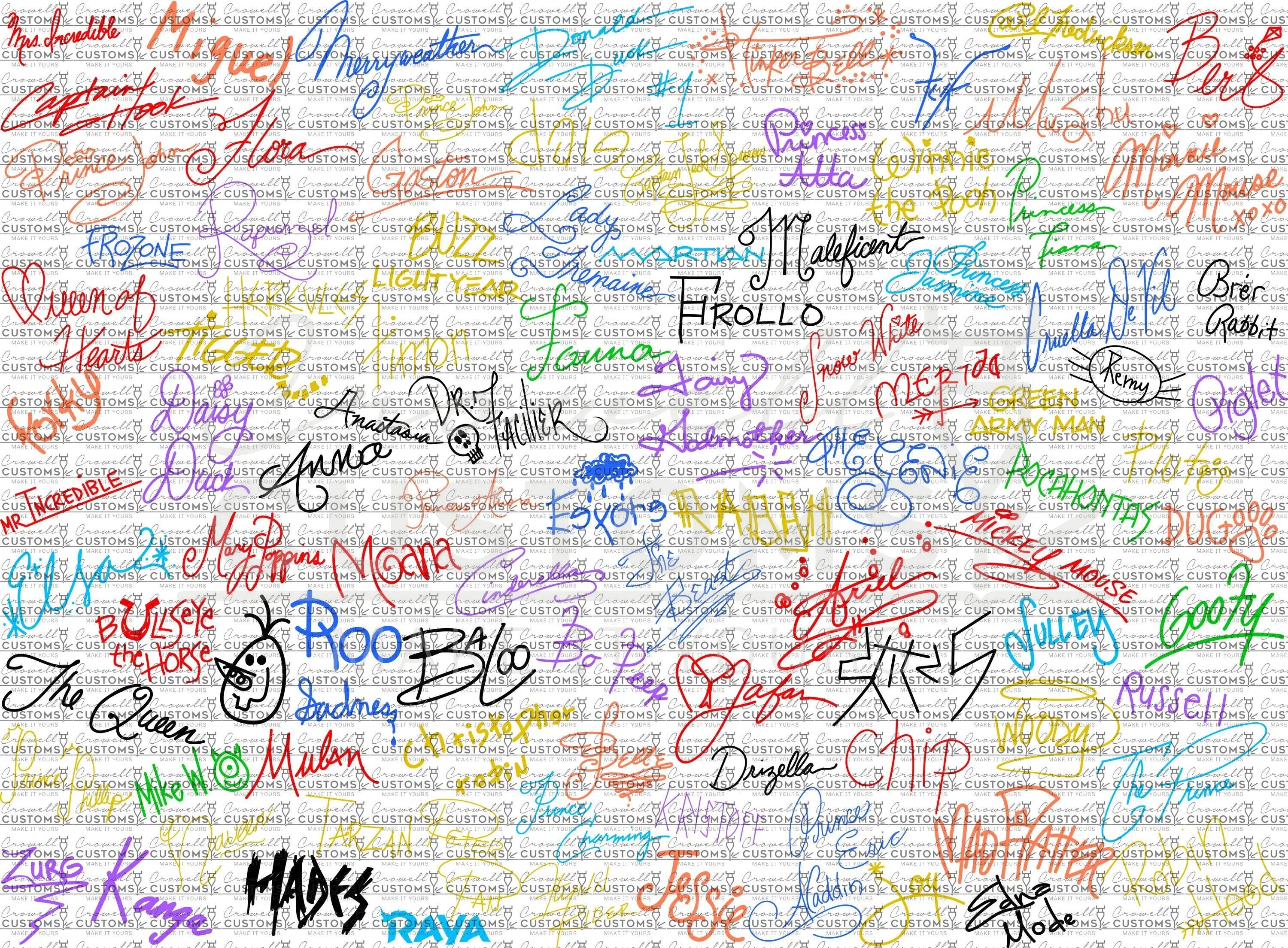 Disney Autograph Character Signature Tumbler Wrap Digital Design 