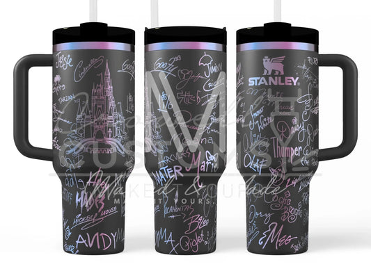 Disney Castle + Character Autographs / Signatures  Quencher Tumbler (30oz, 40oz, + Stanleys) 