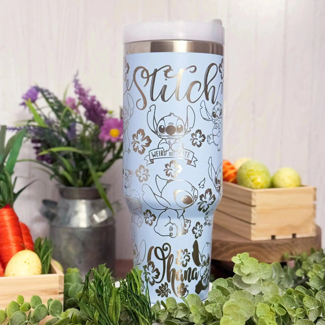 Stitch (Stay Weird/Ohana) Tumbler Light Blue 40oz