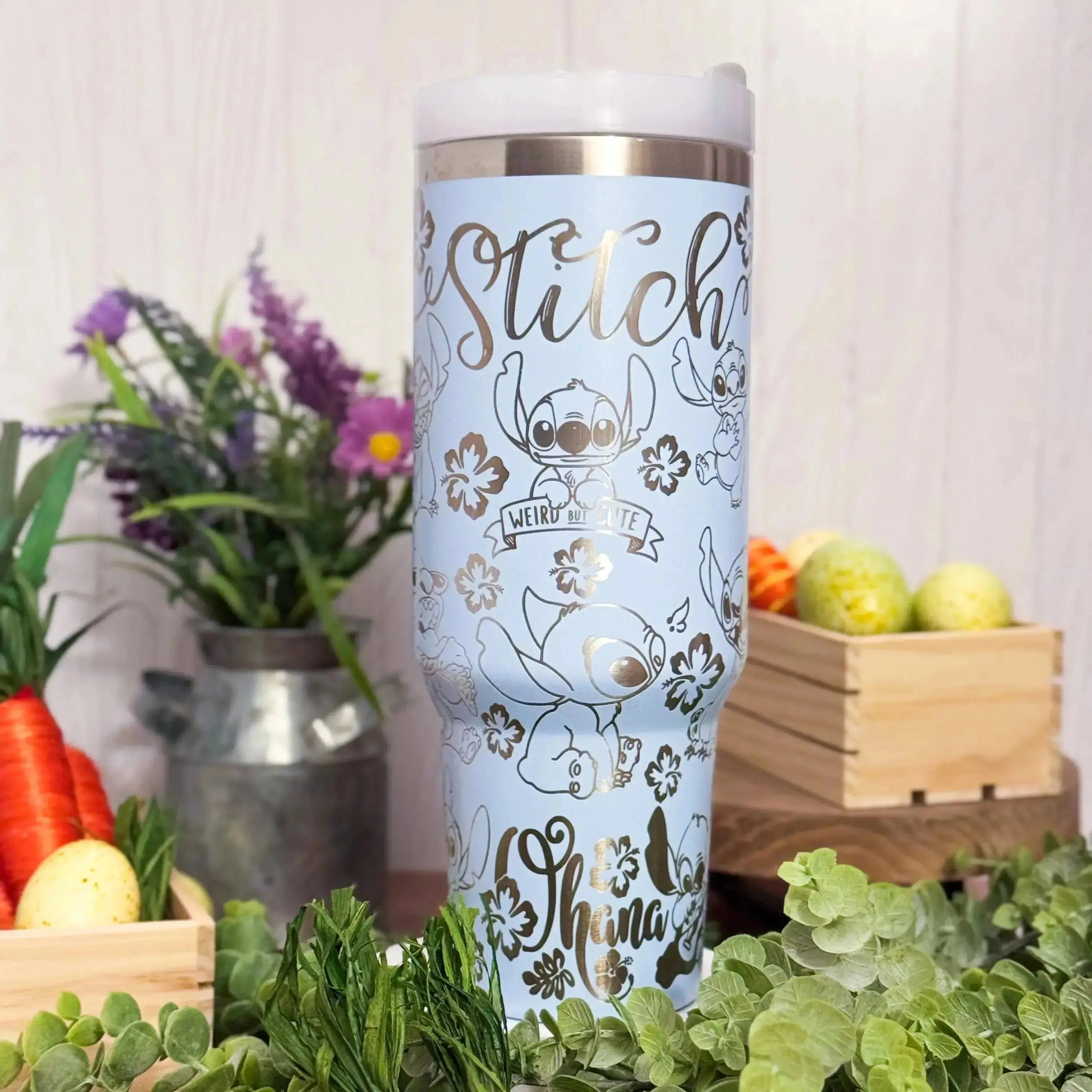 Stitch (Stay Weird/Ohana) Tumbler Light Blue 40oz
