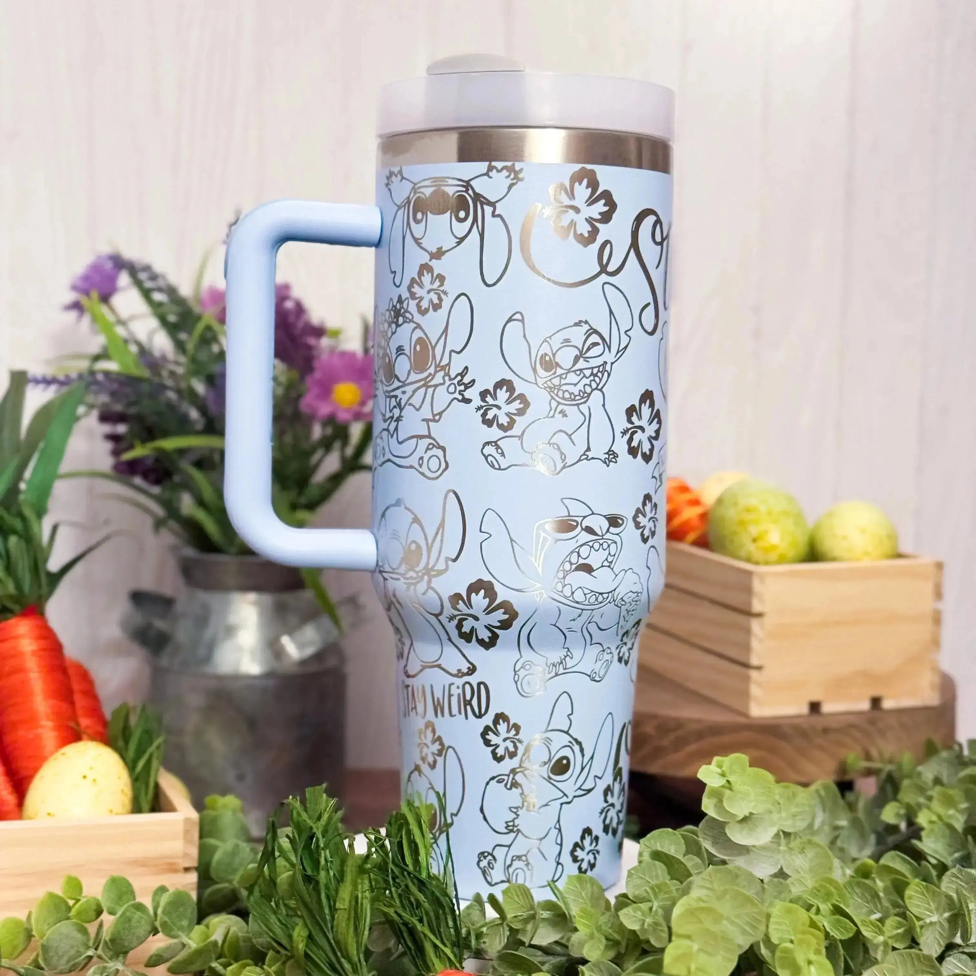 Stitch (Stay Weird/Ohana) Tumbler Light Blue 40oz