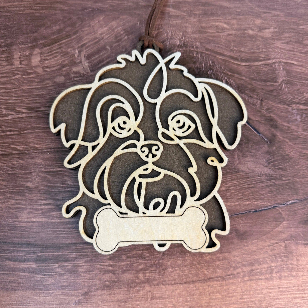 Dog Breed Doodle Line Art Ornament - Personalized 