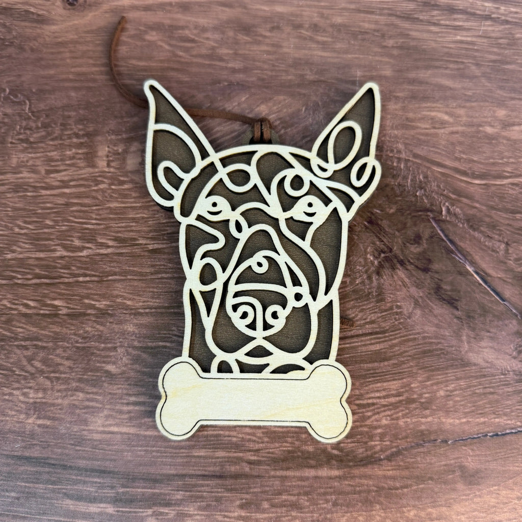 Dog Breed Doodle Line Art Ornament - Personalized 