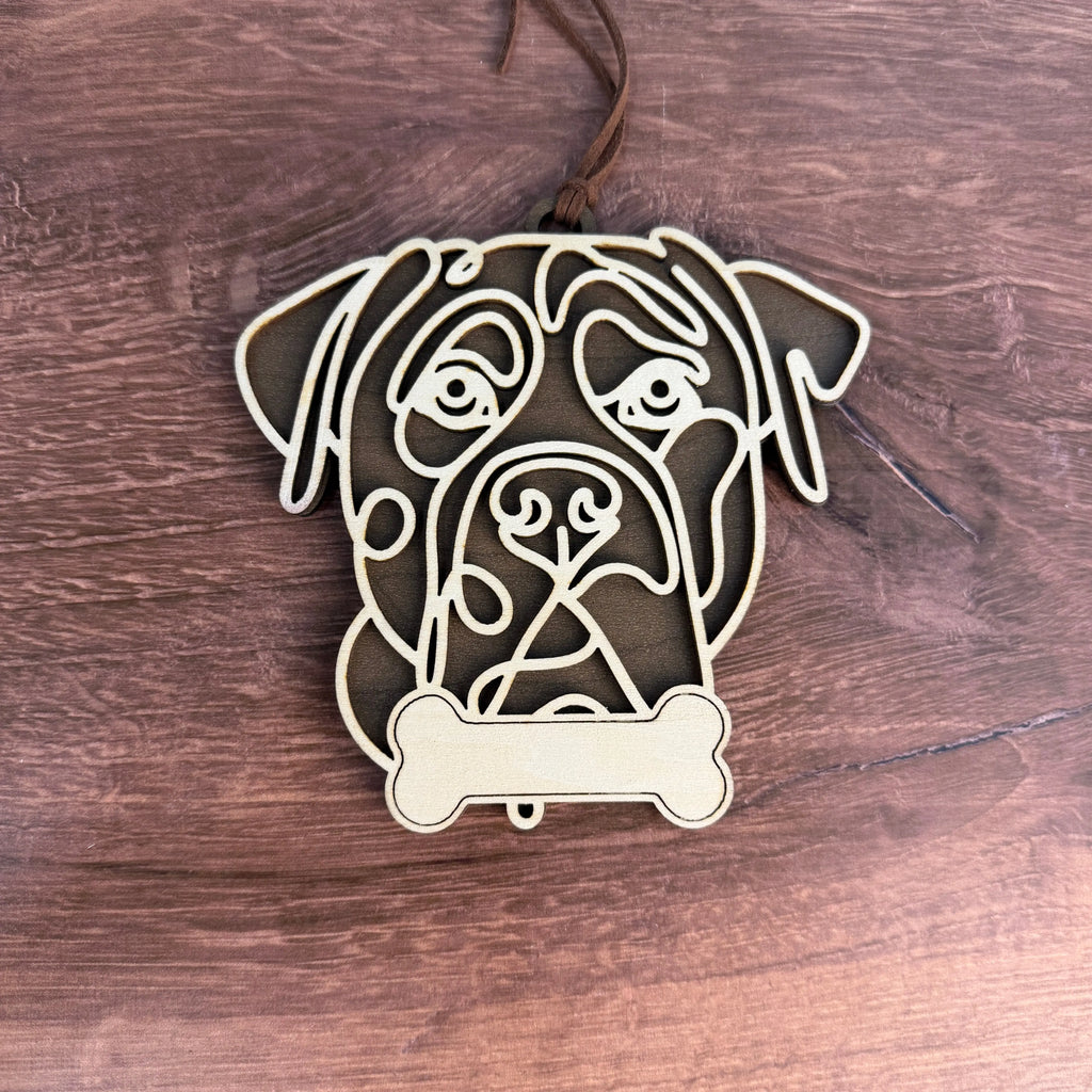 Dog Breed Doodle Line Art Ornament - Personalized 