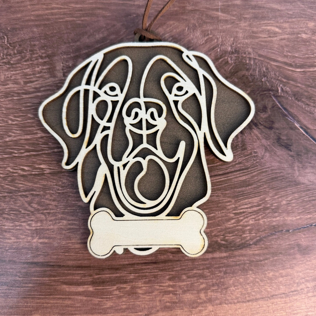 Dog Breed Doodle Line Art Ornament - Personalized 