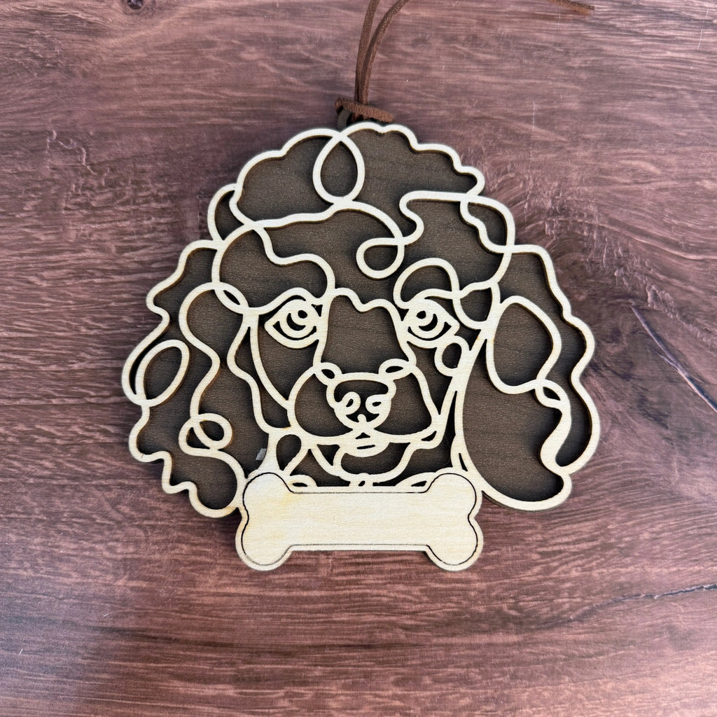 Dog Breed Doodle Line Art Ornament - Personalized 
