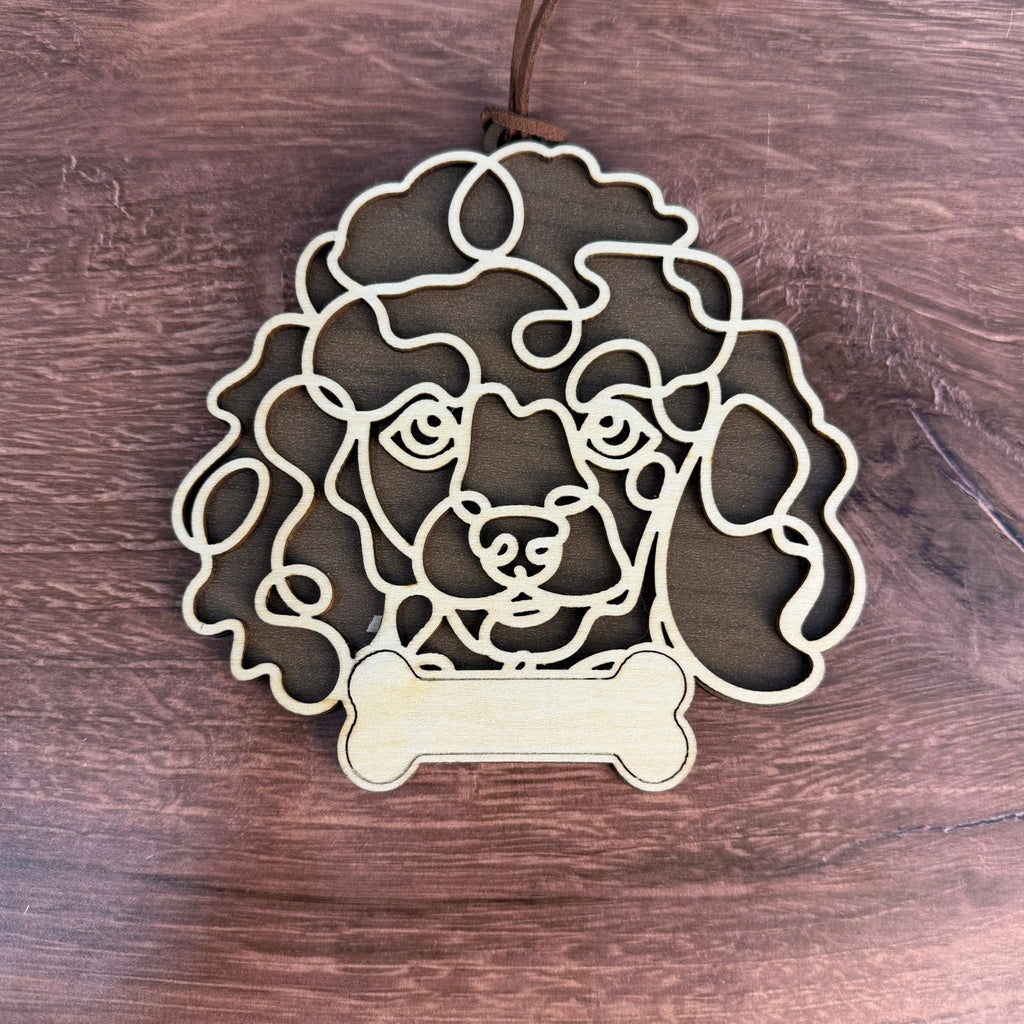 Dog Breed Doodle Line Art Ornament - Personalized 