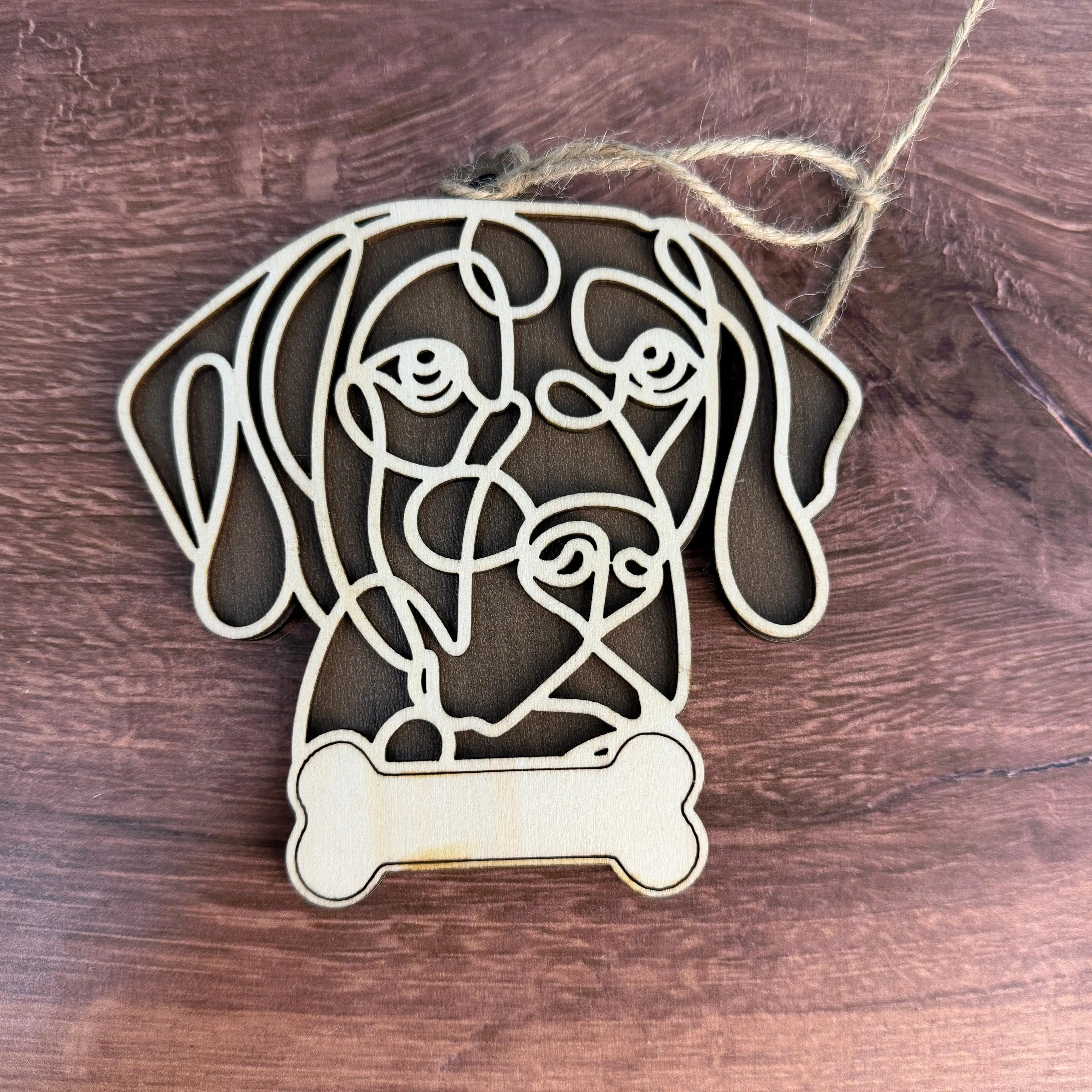 Dog Breed Doodle Line Art Ornament - Personalized 