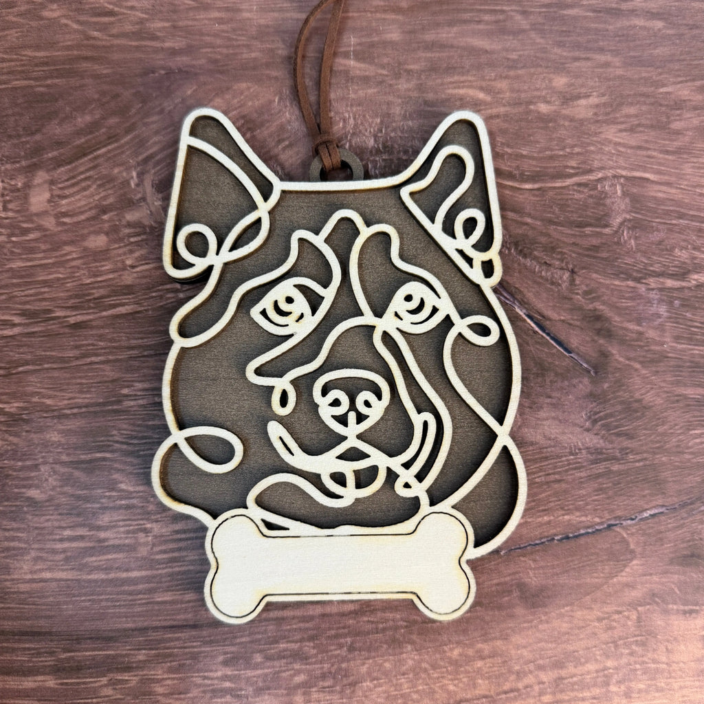 Dog Breed Doodle Line Art Ornament - Personalized 