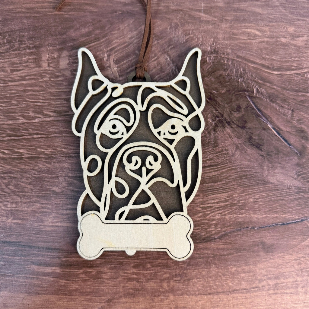 Dog Breed Doodle Line Art Ornament - Personalized 