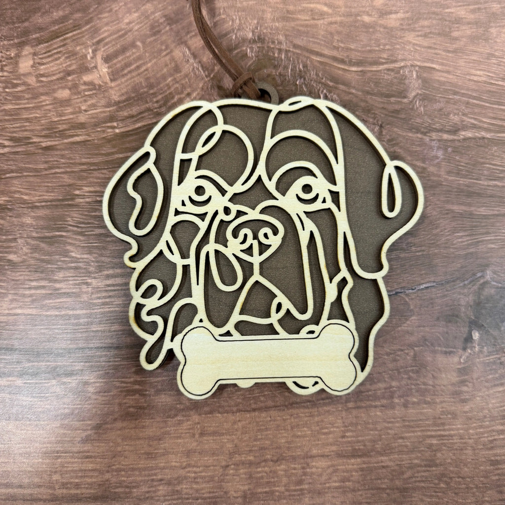 Dog Breed Doodle Line Art Ornament - Personalized 