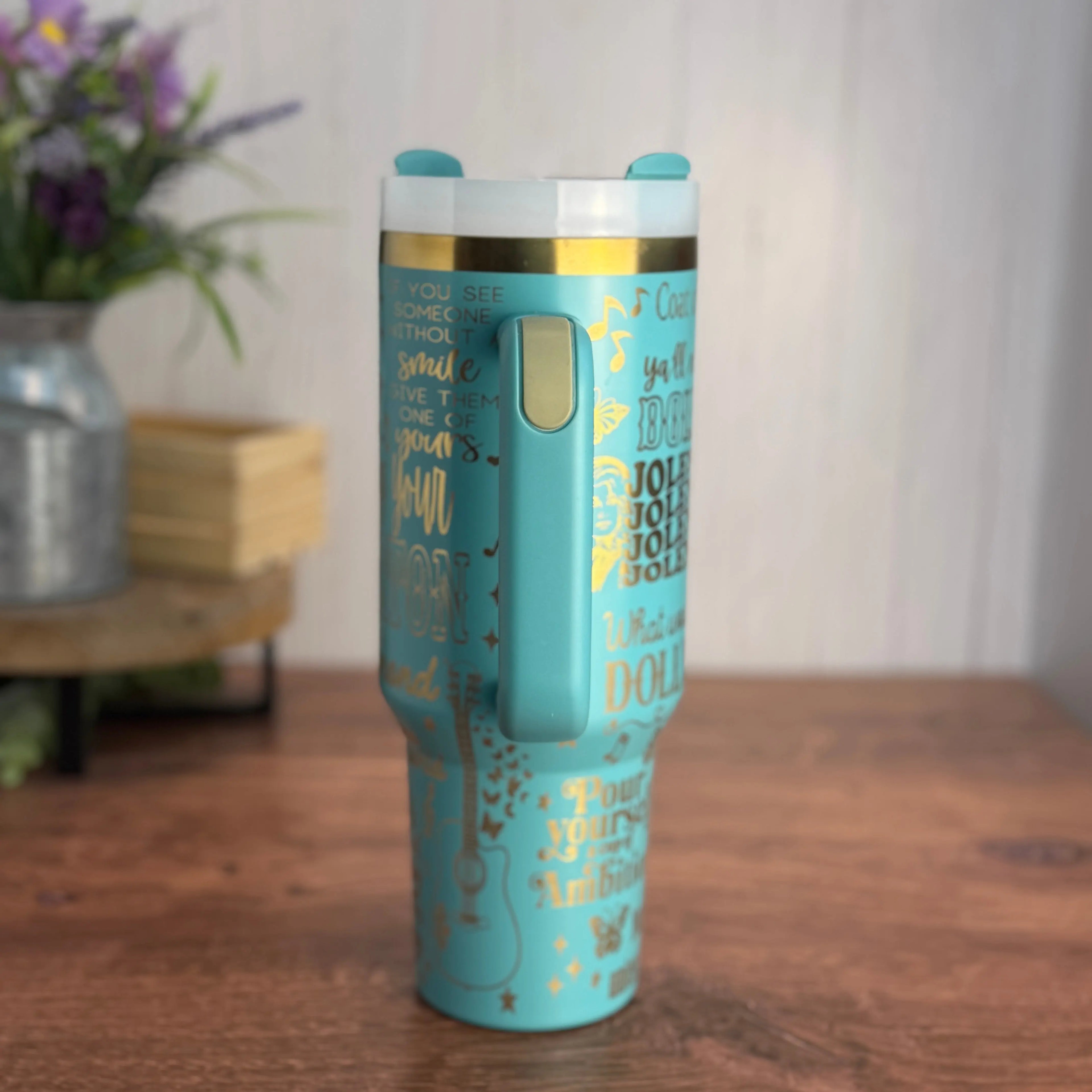 Dolly Parton Tumbler Teal to Gold 40oz 