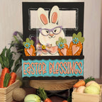 Easter Blessings | Easter Bunny | Add-On for Interchangeable Window Box Shelf Sitter Base | Interchangeable Decor Add-On  | Easter Decor 