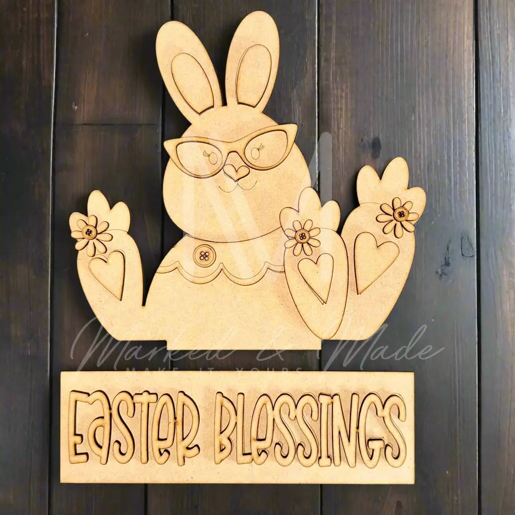 Easter Blessings | Easter Bunny | Add-On for Interchangeable Window Box Shelf Sitter Base | Interchangeable Decor Add-On  | Easter Decor 