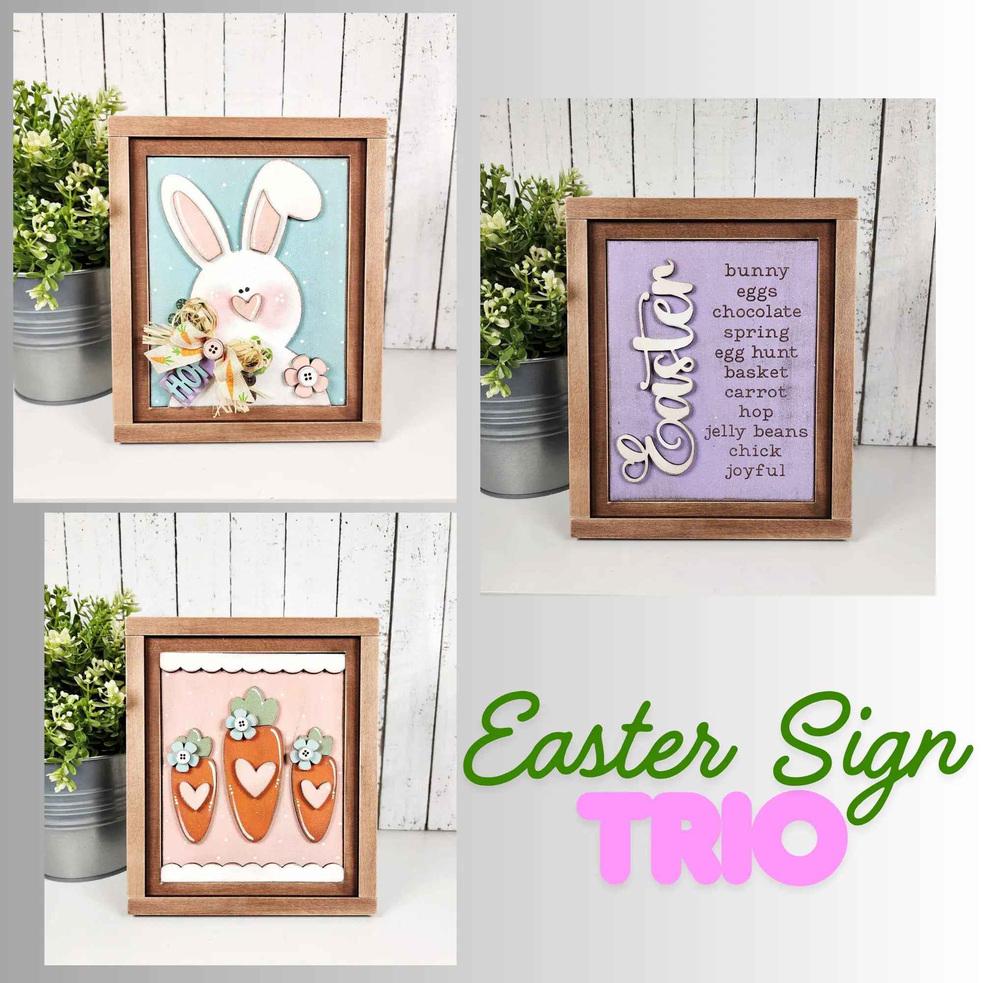 Easter Sign + Frame | Choice of 3 signs + Included Frame | DIY CUTOUT KIT 
