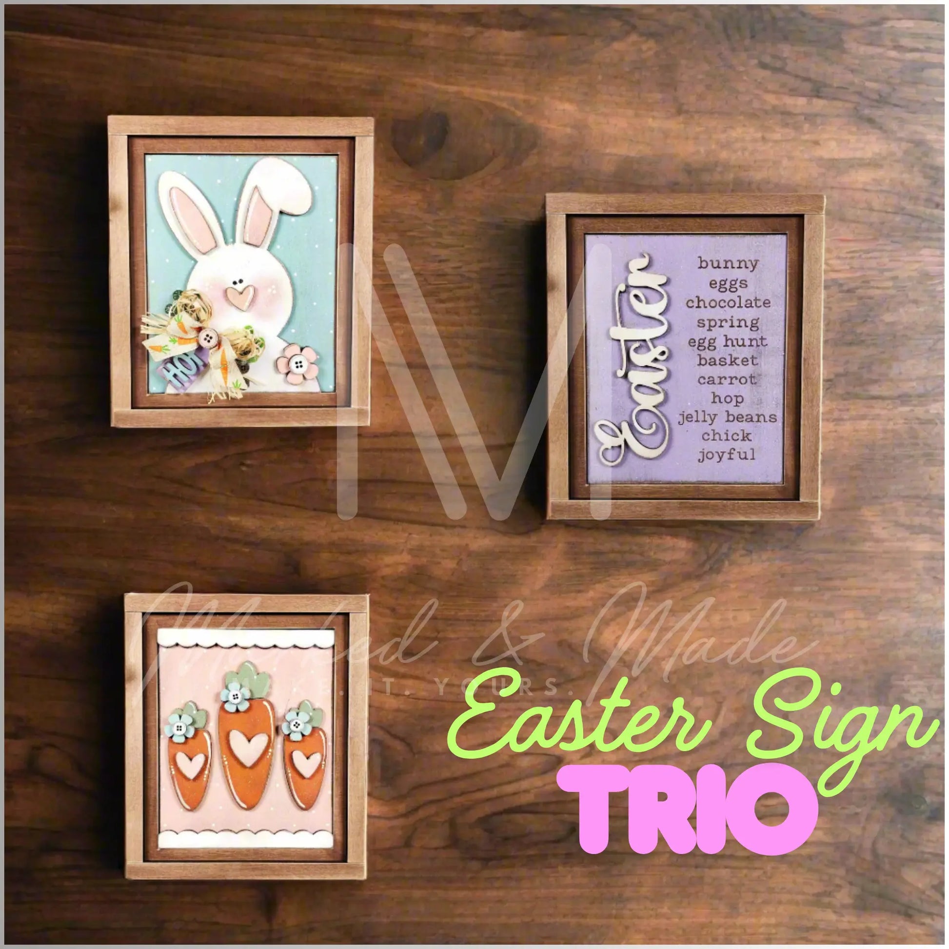 Easter Sign + Frame | Choice of 3 signs + Included Frame | DIY CUTOUT KIT 