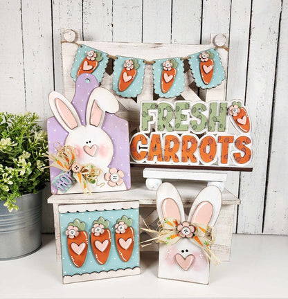 Easter Tiered Tray Set | Easter Bunny | Carrots | Spring 