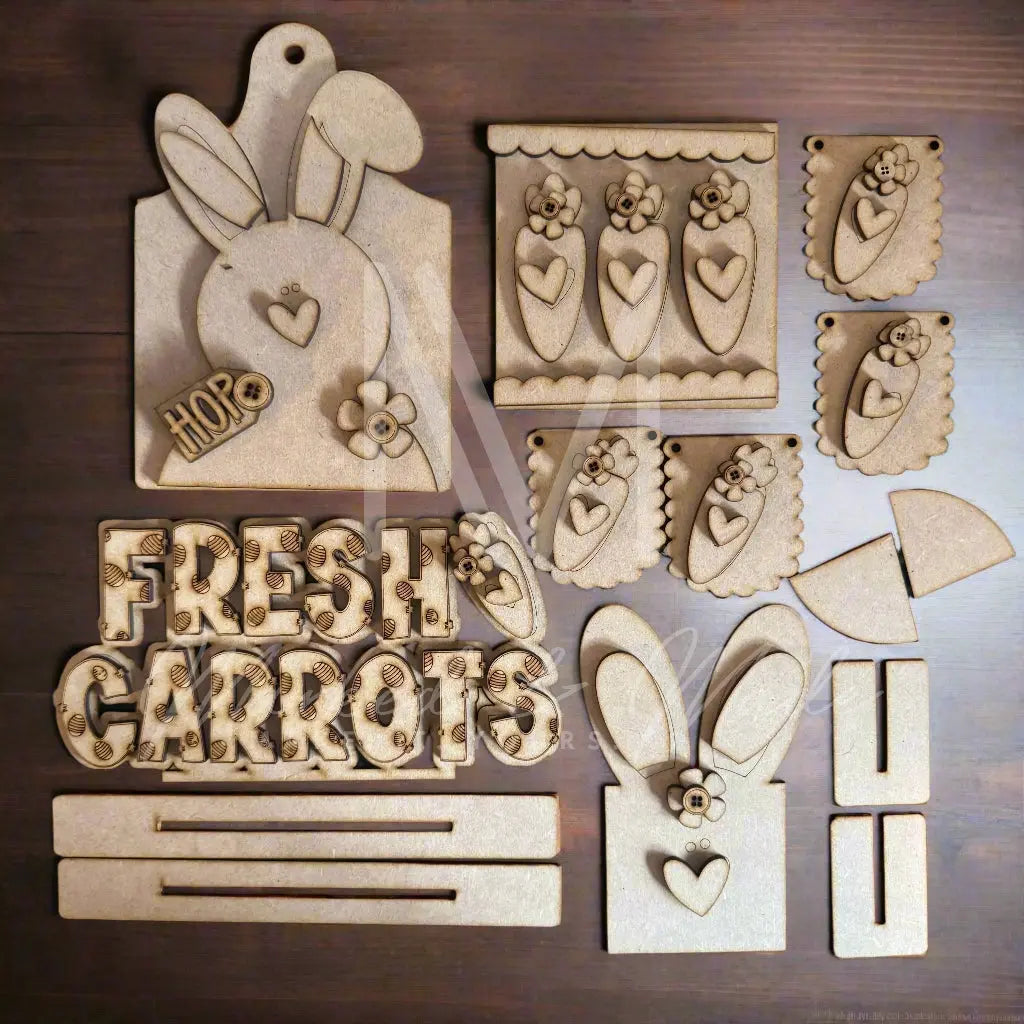 Easter Tiered Tray Set | Easter Bunny | Carrots | Spring 