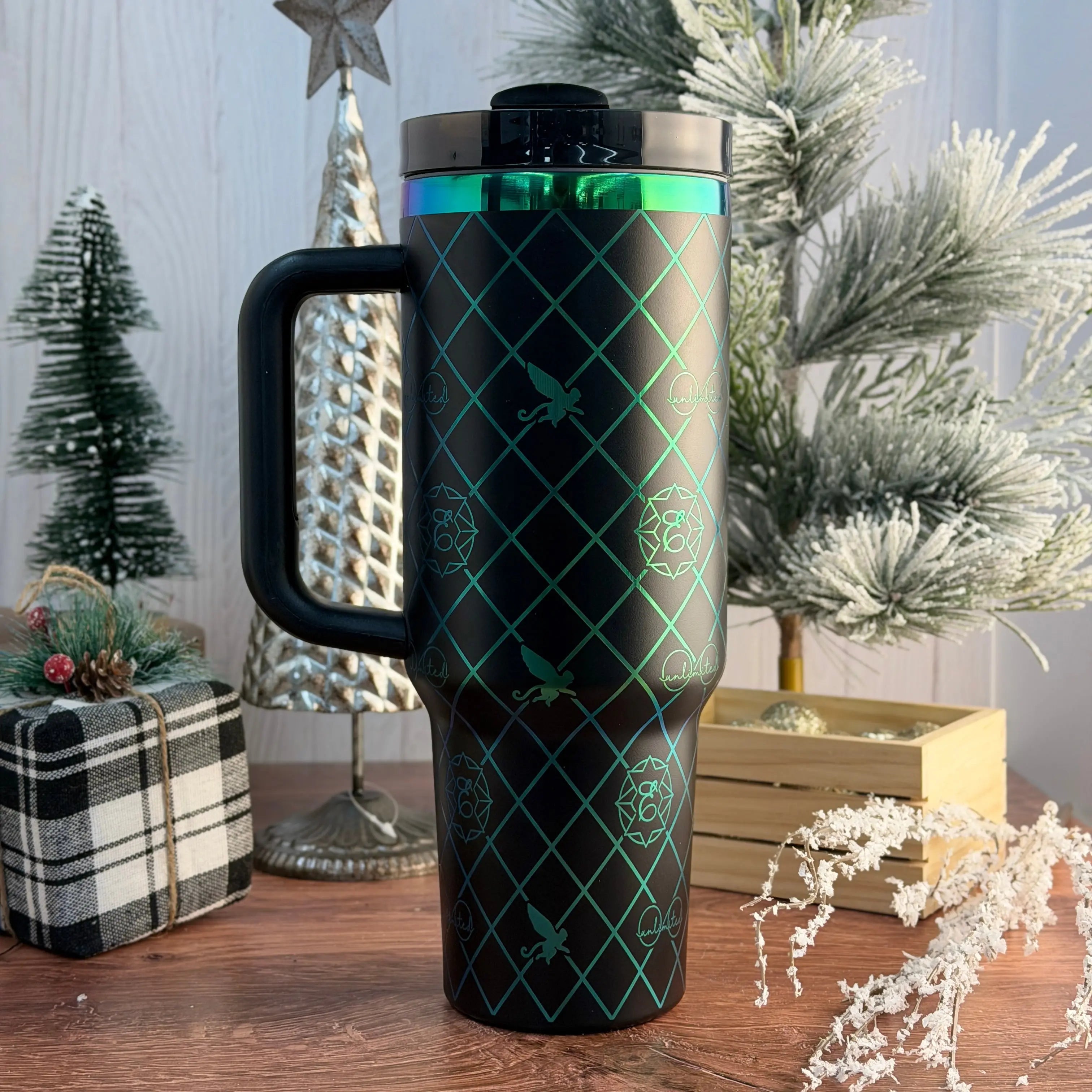 Elphaba - WICKED - Engraved Tumbler Black to Green/Blue 40oz 