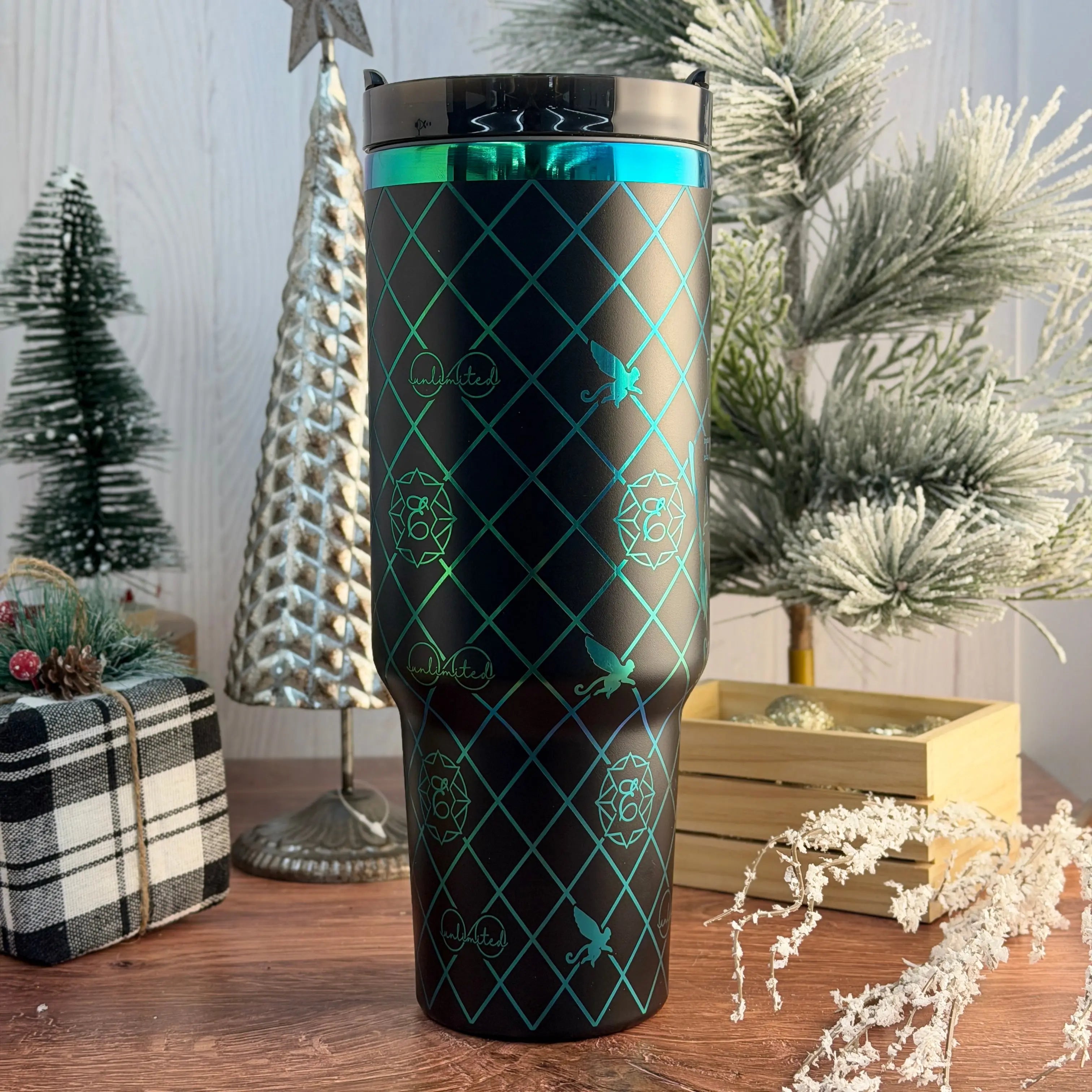 Elphaba - WICKED - Engraved Tumbler Black to Green/Blue 40oz 