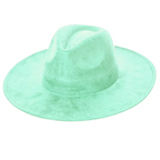 Engraved Vegan Suede Flat Brim Cowboy Hat 