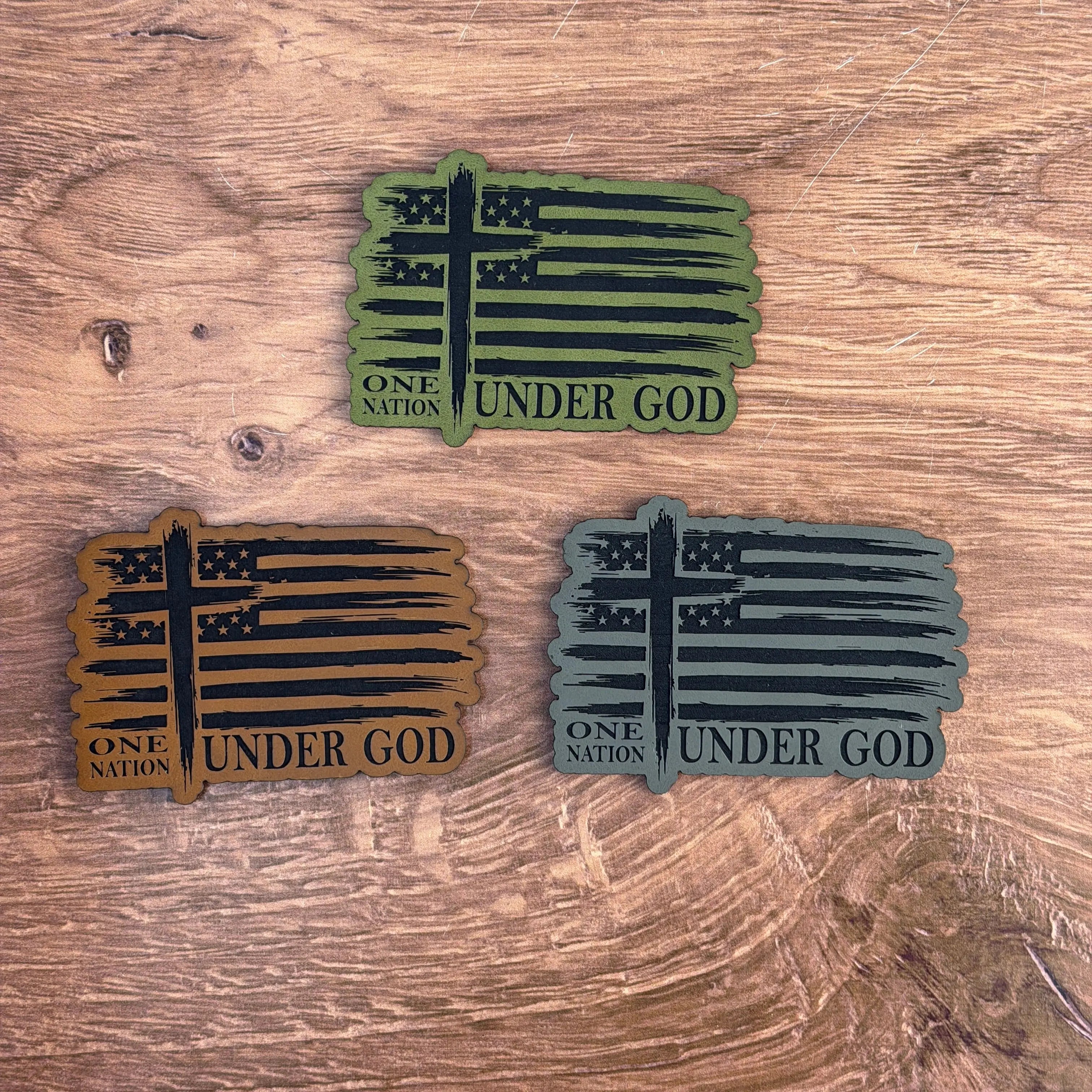 Faith & Freedom – One Nation Patch – Laser Engraved Leather Patch 