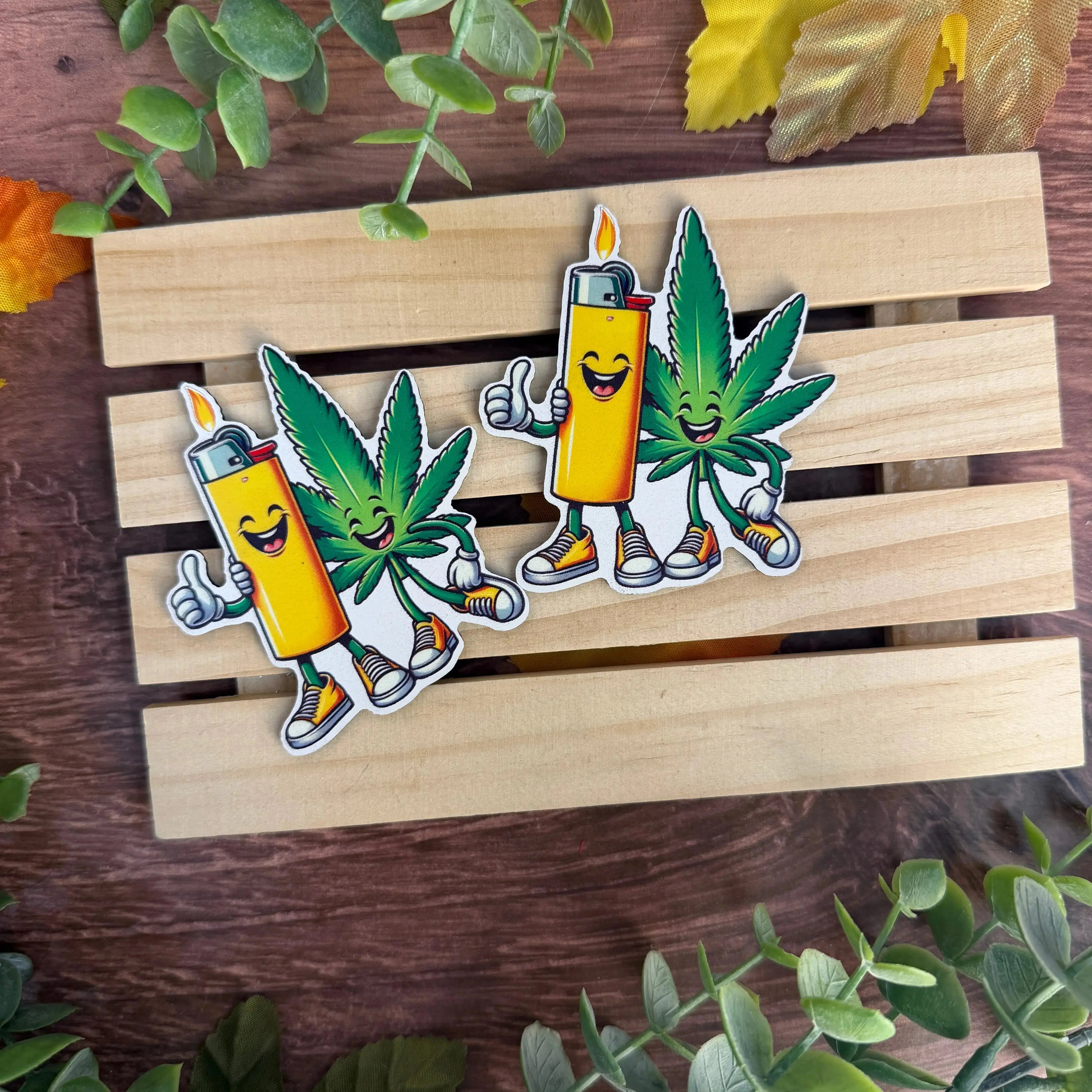 Leaf & Lighter | UV Printed Leather Hat Patch 