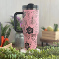Flamingo Tropical Pink to Black Tumbler 40oz 