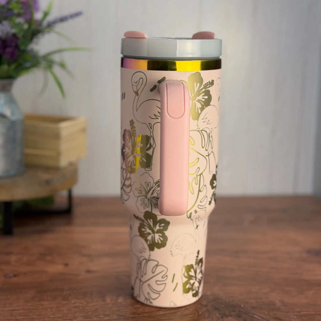 Flamingo Tumbler Pink to Rainbow 40 oz tumbler 
