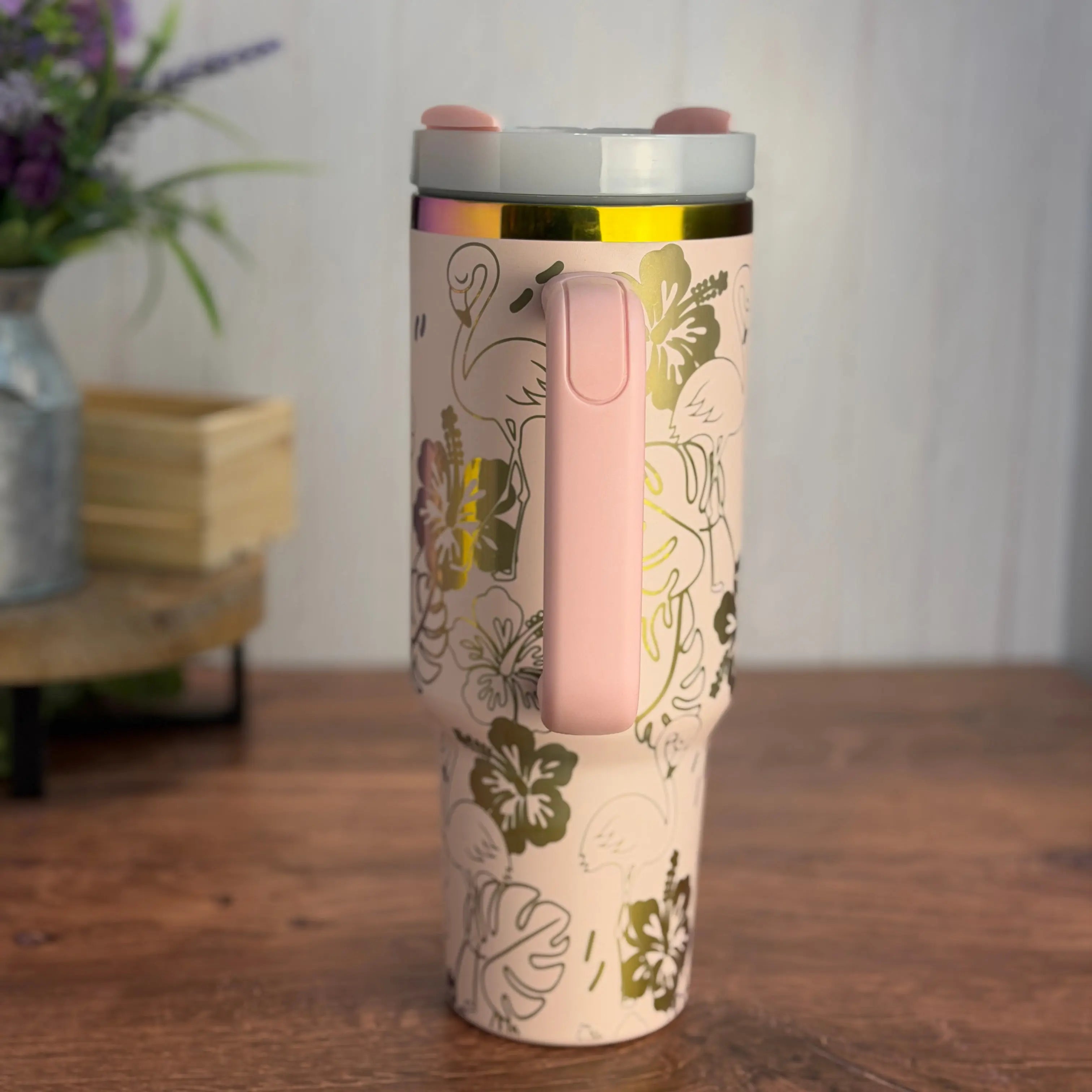 Flamingo Tumbler Pink to Rainbow 40 oz tumbler 