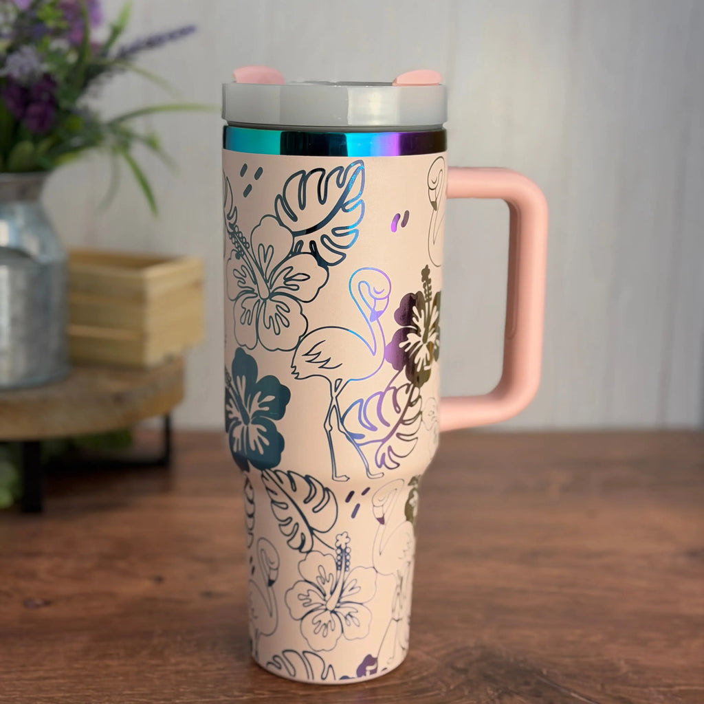 Flamingo Tumbler Pink to Rainbow 40 oz tumbler 