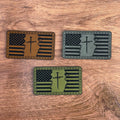 Forged in Faith – Nailed Cross Flag Patch – Laser Engraved Leather Patch 