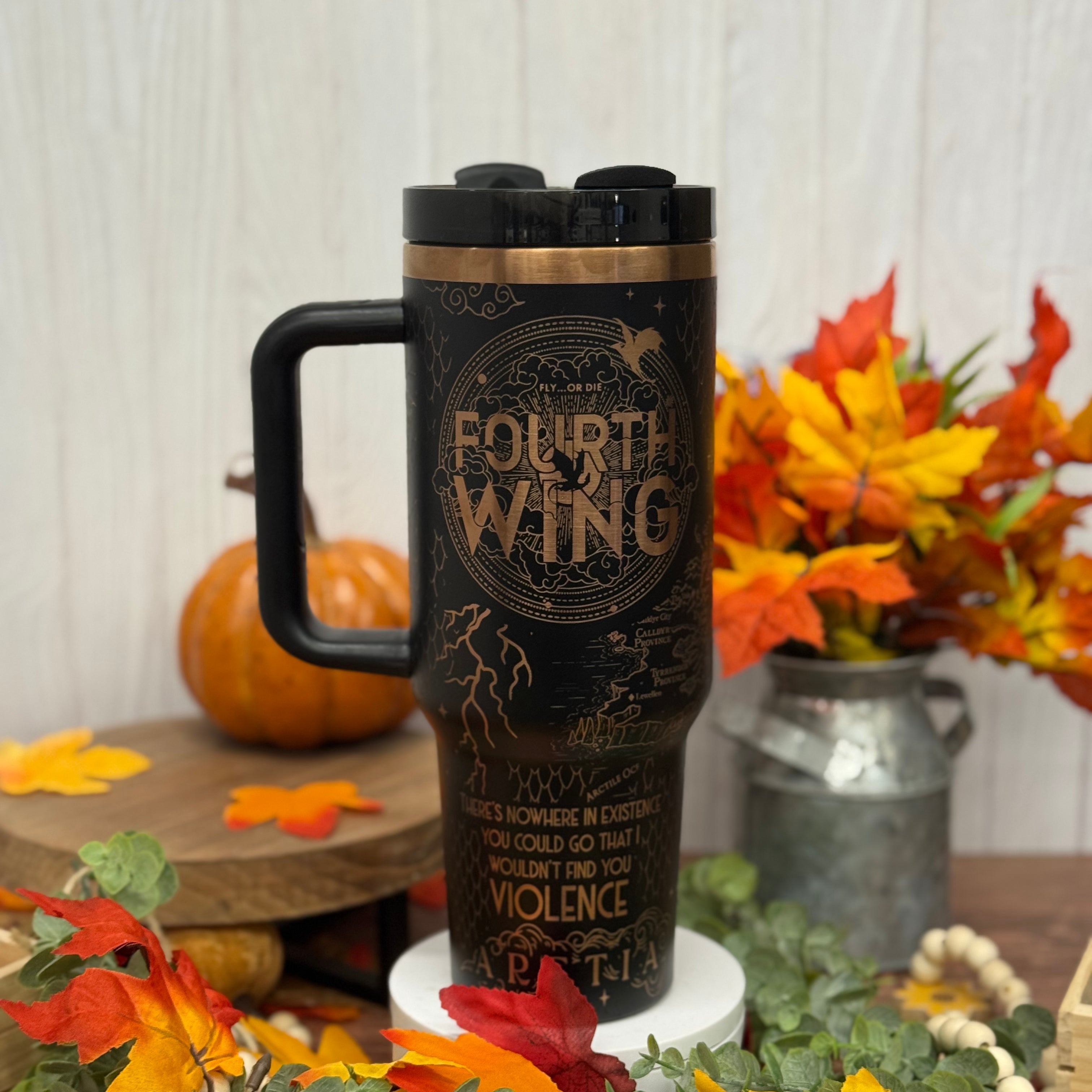 Fourth Wing Tumbler Black to Copper 40oz 