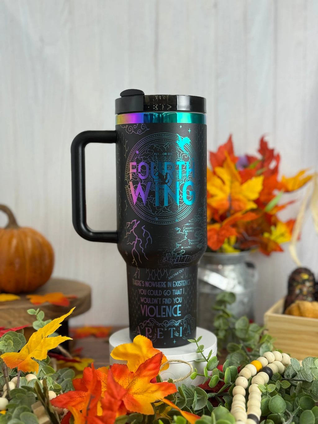 Fourth Wing Tumbler Black to Rainbow 40oz 