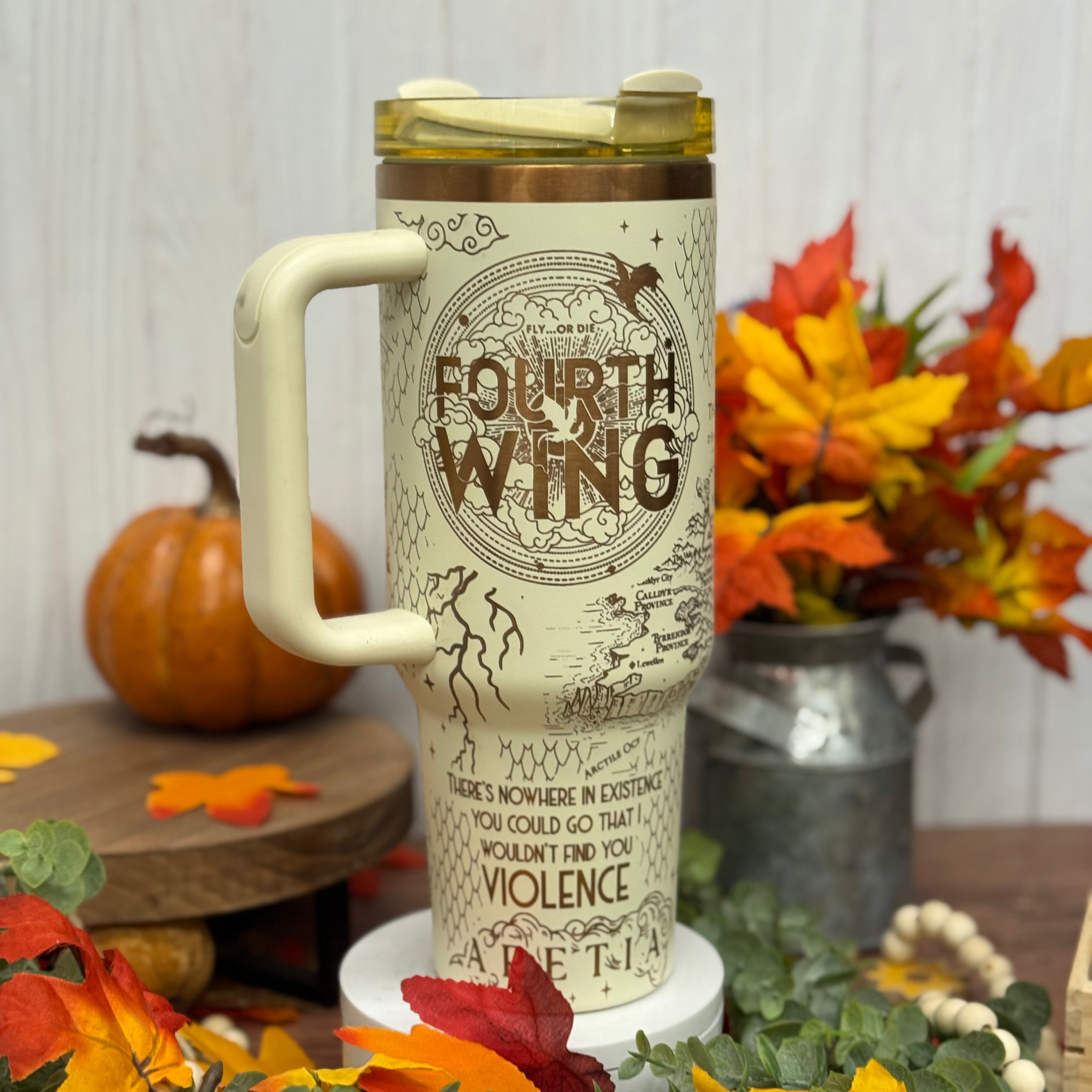 Fourth Wing Tumbler Cream to Copper 40oz 