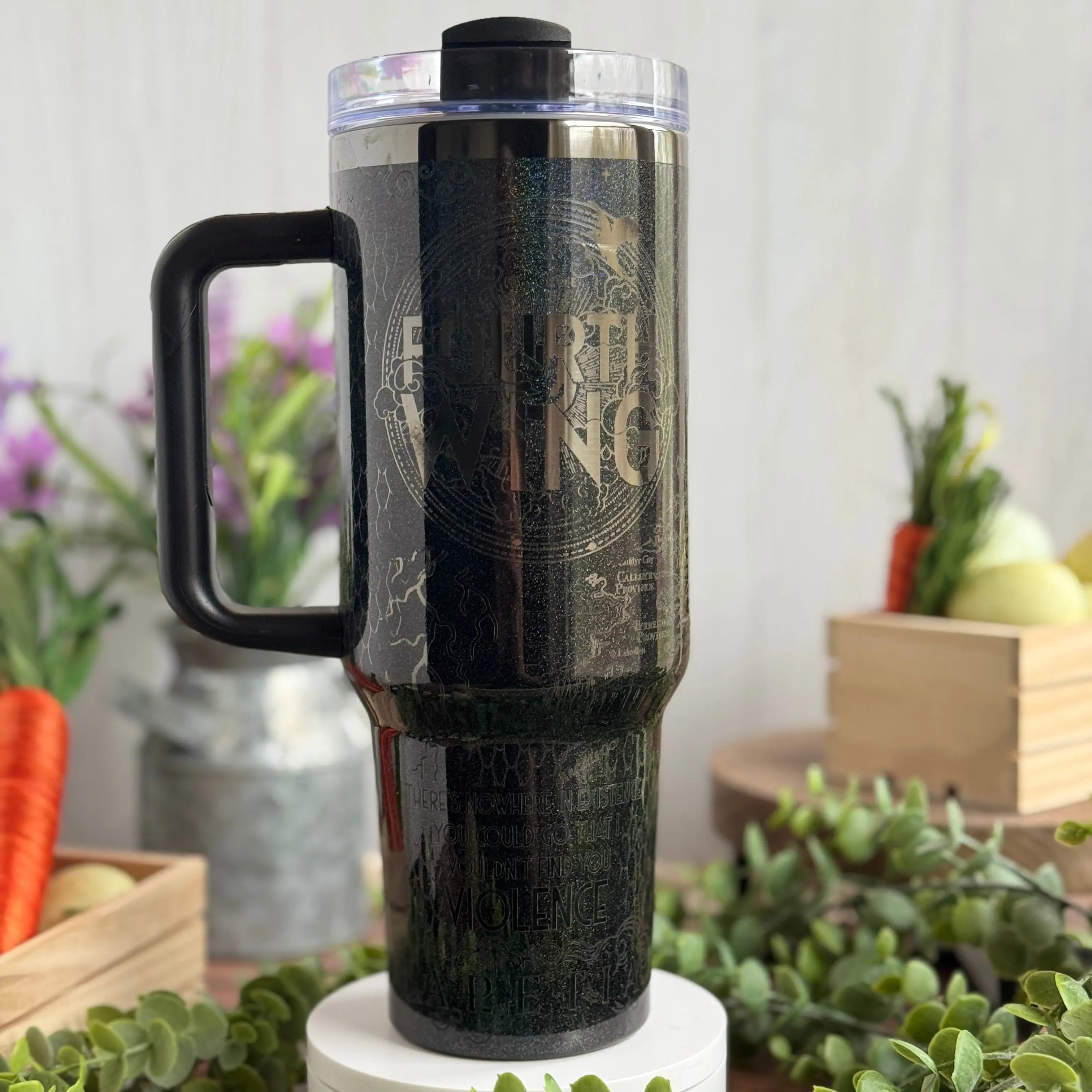Fourth Wing Tumbler (V3) Midnight Glitz 40oz 