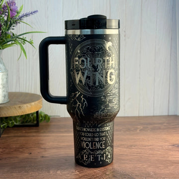 Fourth Wing v3 tumbler black / sliver 40oz Stanley 
